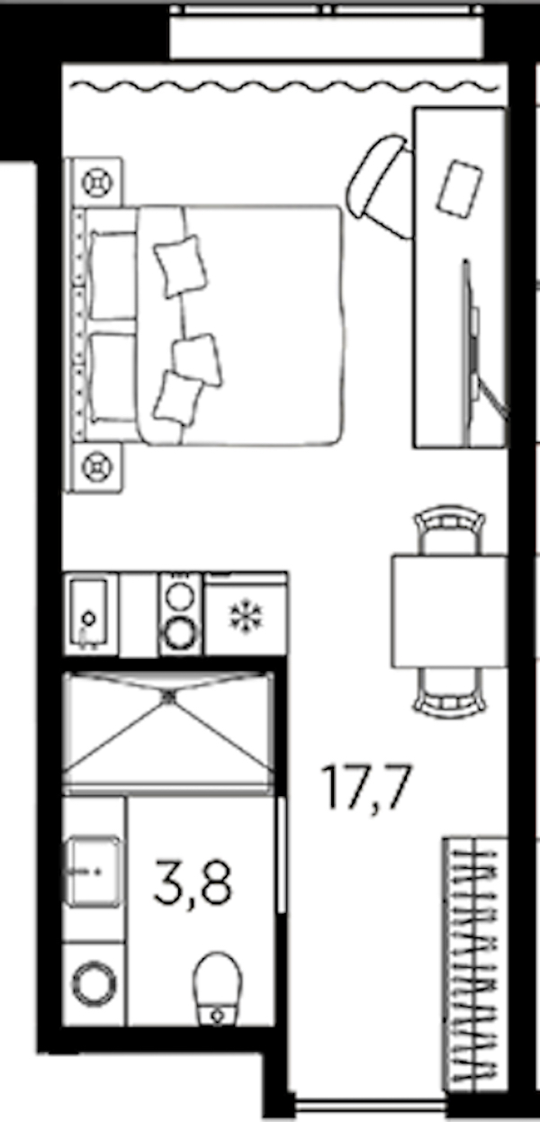 Квартира студия 21.5 м², 2/13 эт., ЖК «AVENIR Industrial»